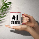 Number One #1 Step Mother - 11oz Accent Mug Red