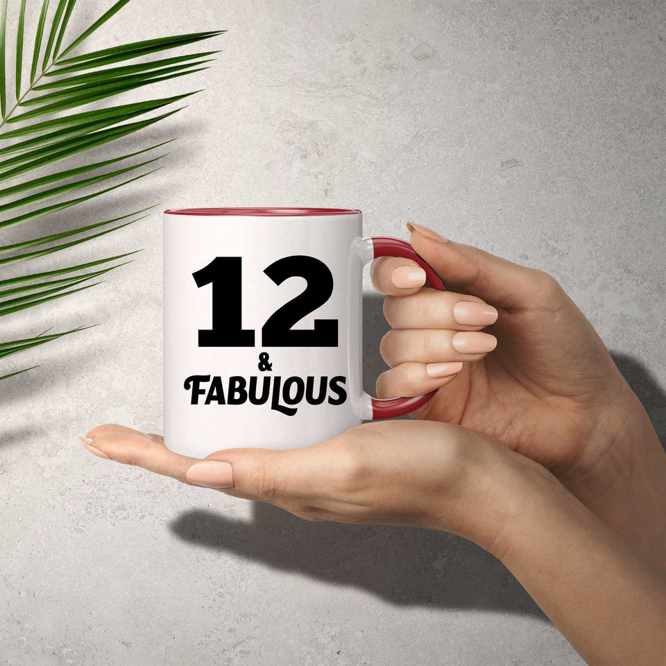 12th Birthday 12 & Fabulous - 11oz Accent Mug Red