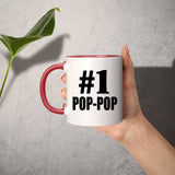 Number One #1 Pop-Pop - 11oz Accent Mug Red