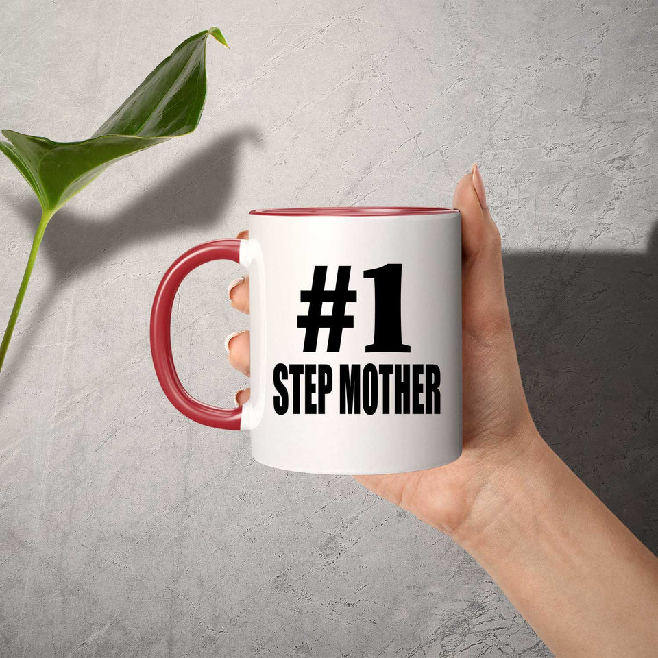Number One #1 Step Mother - 11oz Accent Mug Red