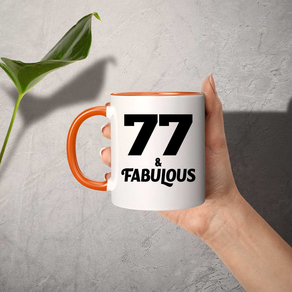 77th Birthday 77 & Fabulous - 11oz Accent Mug Orange