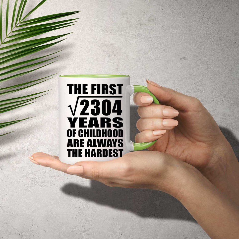 48th Birthday Square Root of 2304 Years of Childhood - 11oz Accent Mug Green