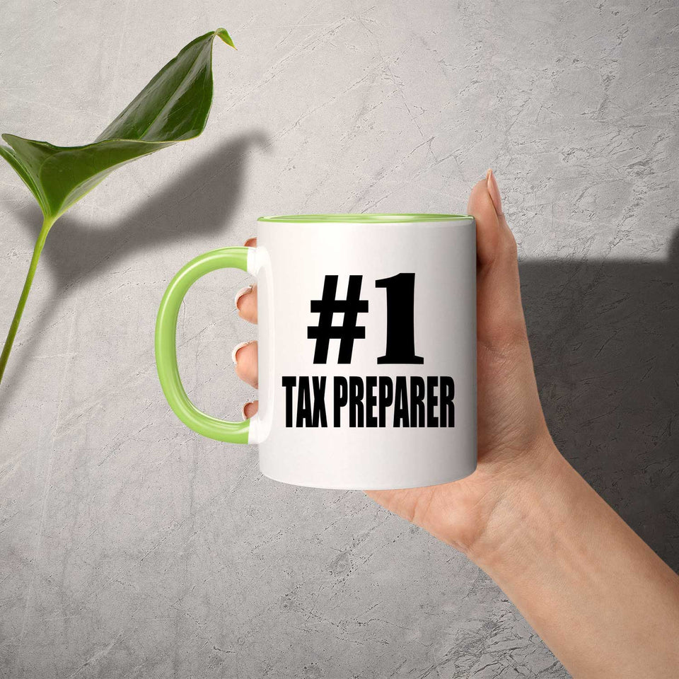 Number One #1 Tax Preparer - 11oz Accent Mug Green