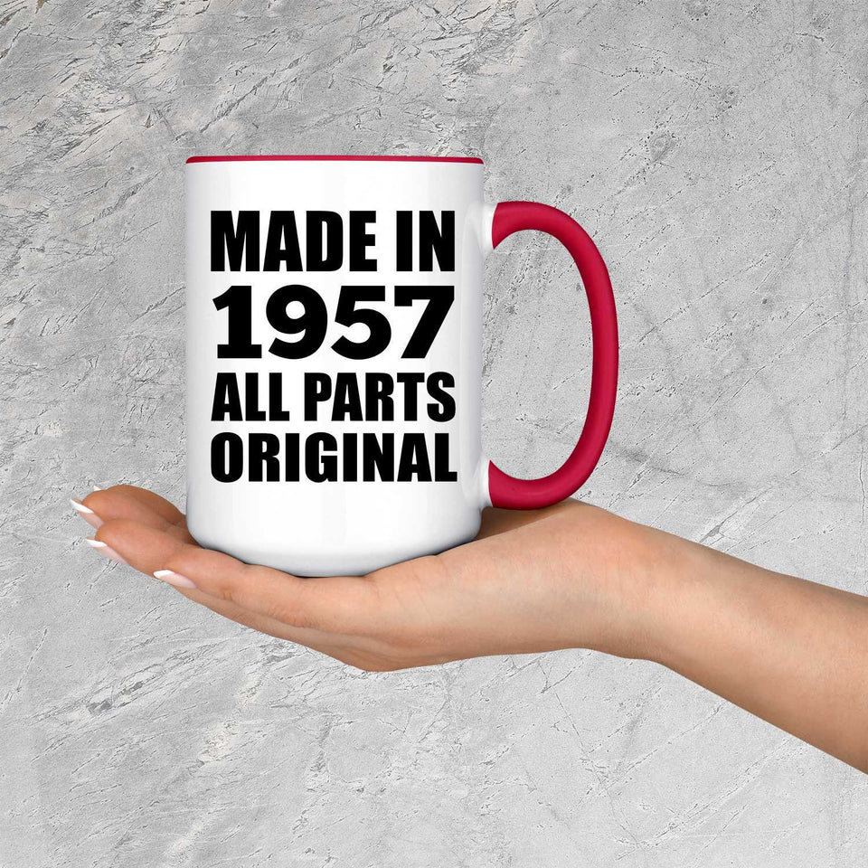 67th Birthday Made in 1957 All Parts Original - 15oz Accent Mug Red