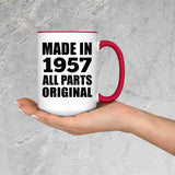 67th Birthday Made in 1957 All Parts Original - 15oz Accent Mug Red