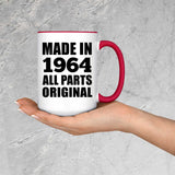 60th Birthday Made in 1964 All Parts Original - 15oz Accent Mug Red