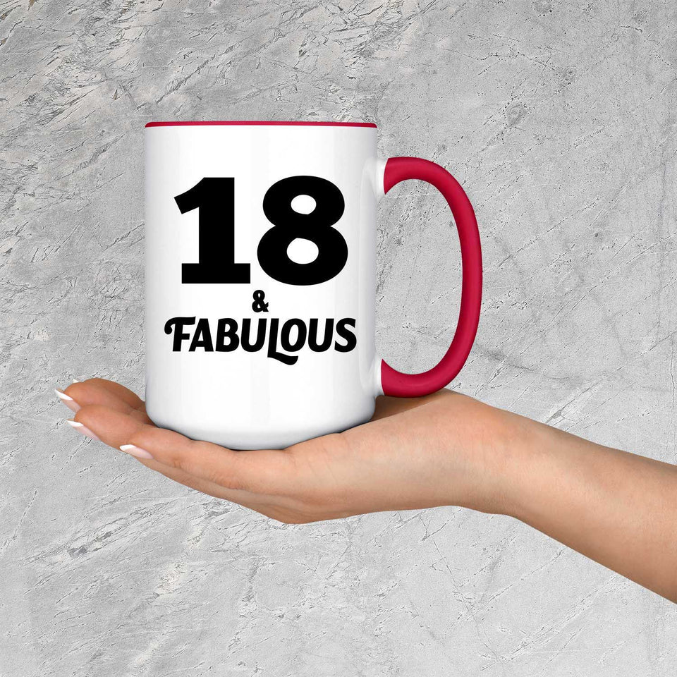 18th Birthday 18 & Fabulous - 15oz Accent Mug Red