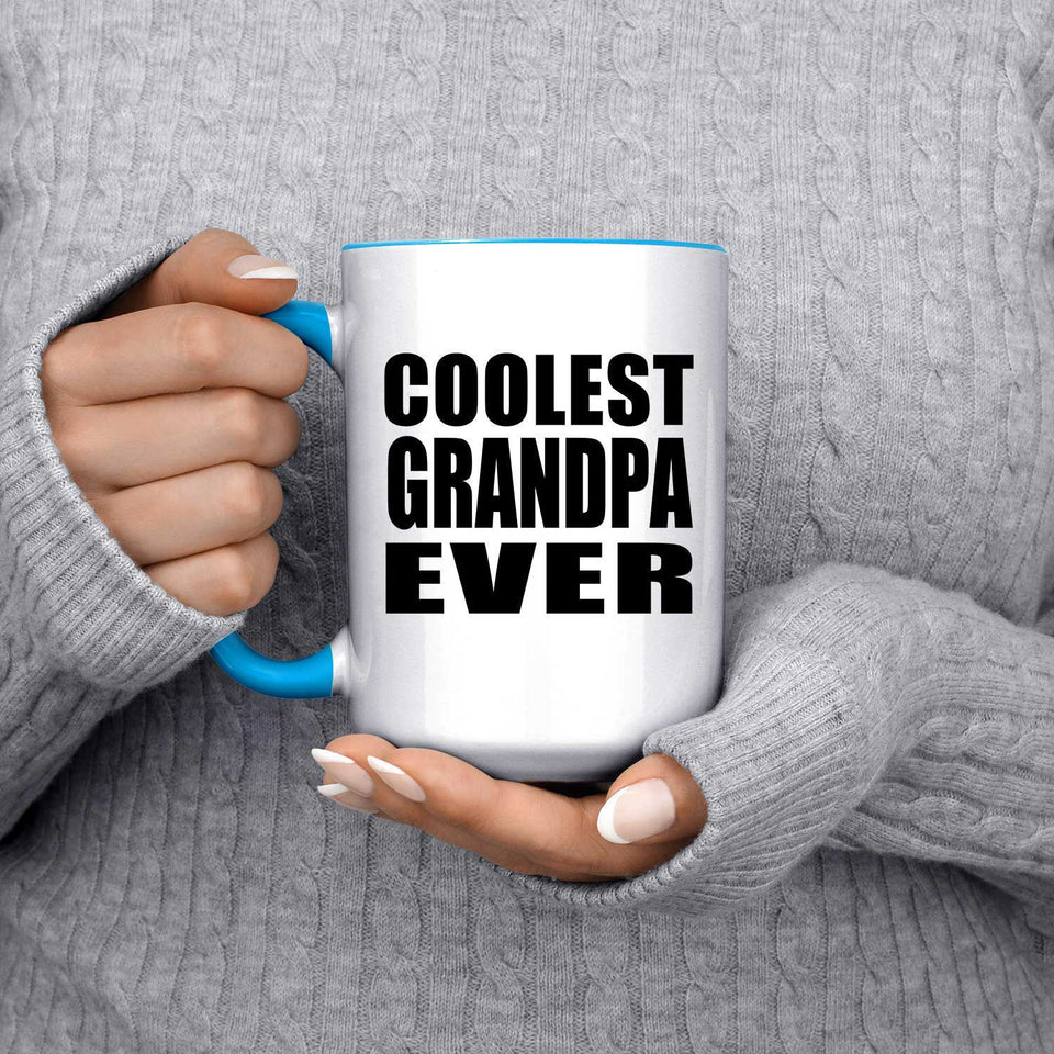 Coolest Grandpa Ever - 15oz Accent Mug Blue