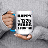 Happy 35th Anniversary Square Root of 1225 Years & Counting - 15oz Accent Mug Blue