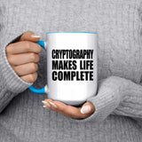 Cryptography Makes Life Complete - 15oz Accent Mug Blue