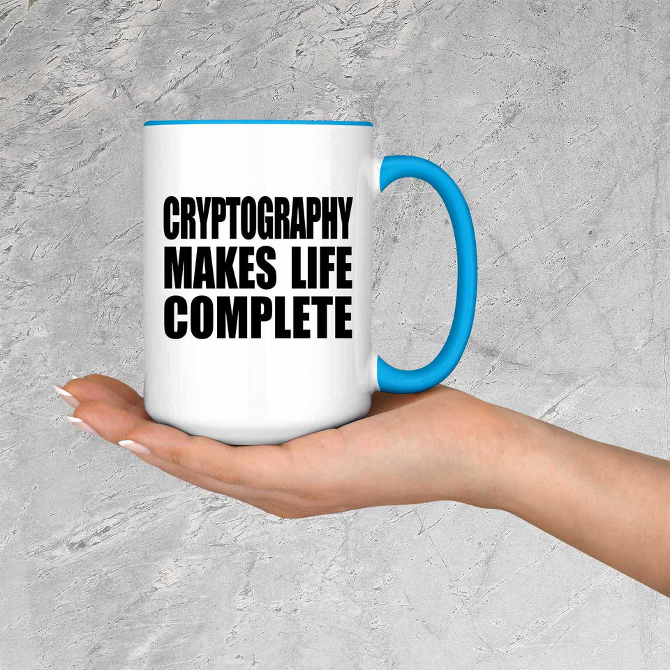 Cryptography Makes Life Complete - 15oz Accent Mug Blue