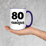 80th Birthday 80 & Fabulous - 15oz Accent Mug Purple