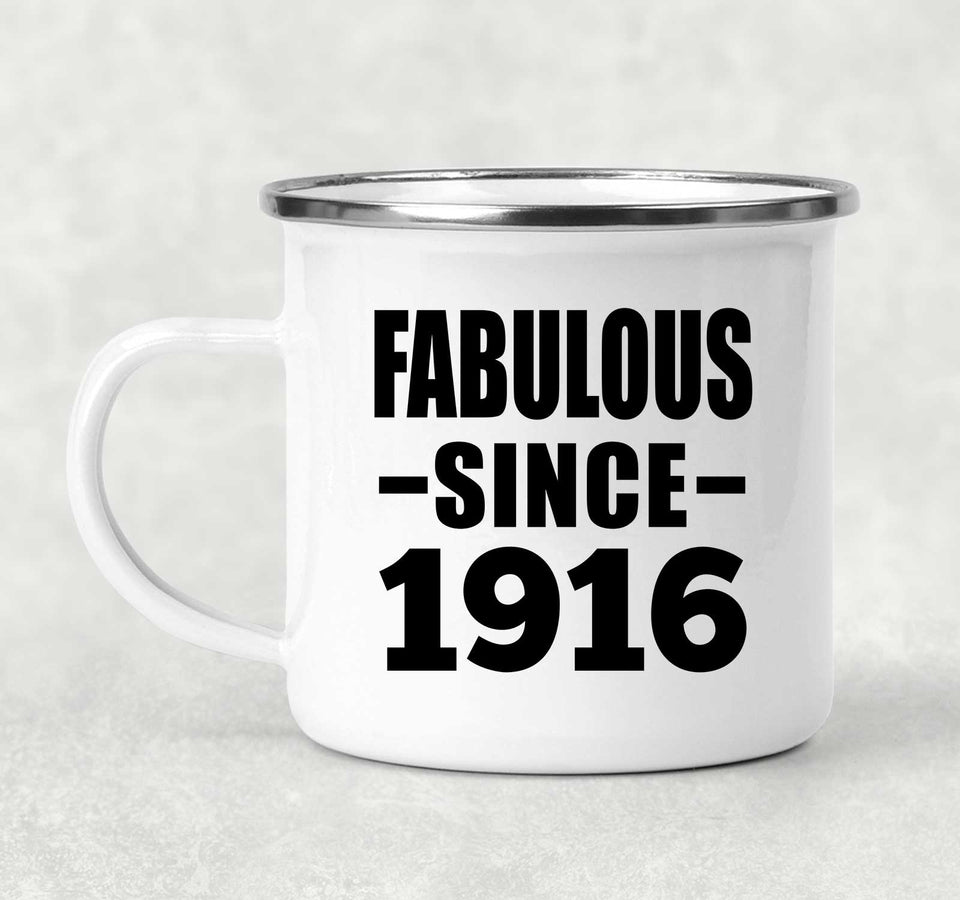108th Birthday Fabulous Since 1916 - 12oz Camping Mug
