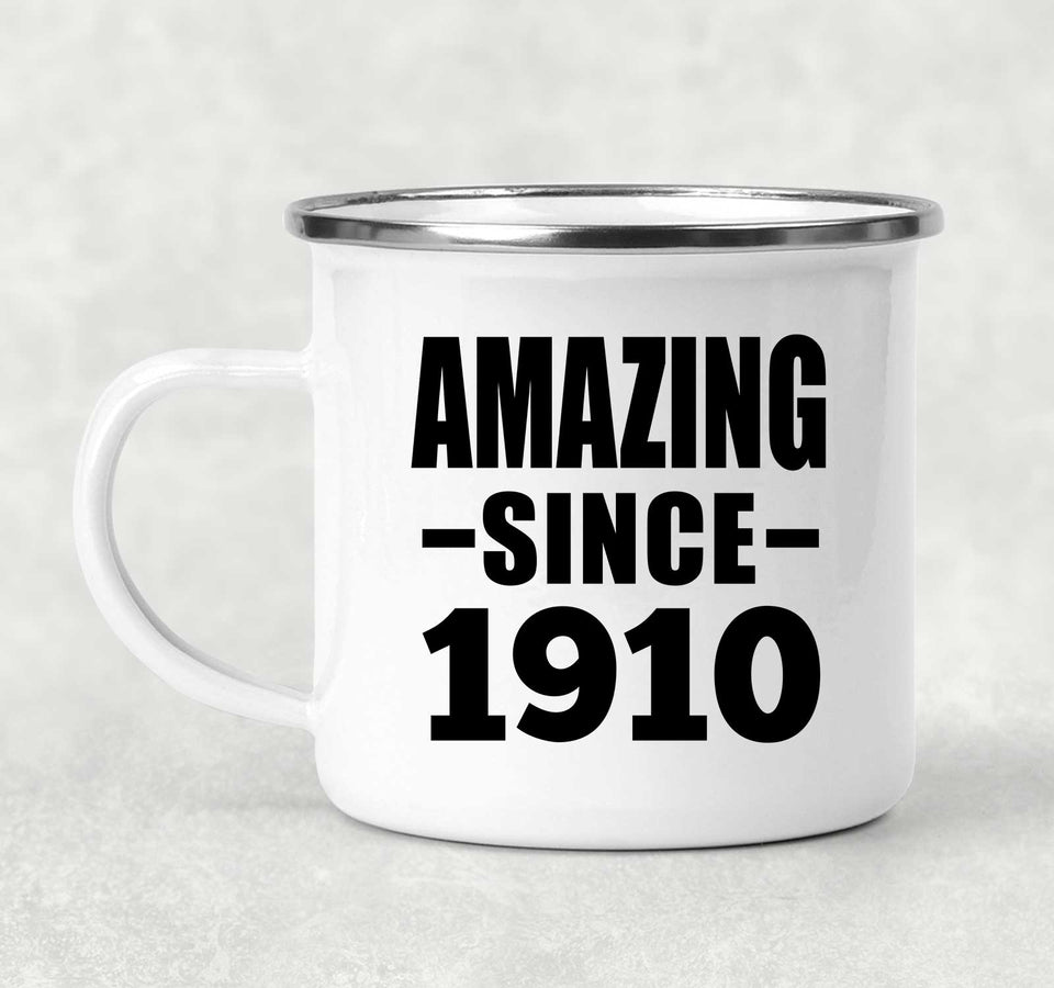 114th Birthday Amazing Since 1910 - 12oz Camping Mug