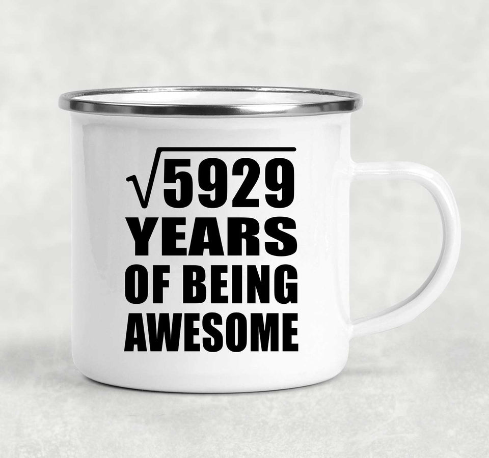 77th Birthday Square Root of 5929 Years of Being Awesome - 12oz Camping Mug
