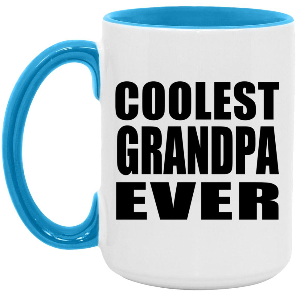 Coolest Grandpa Ever - 15oz Accent Mug Blue