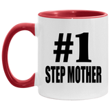 Number One #1 Step Mother - 11oz Accent Mug Red