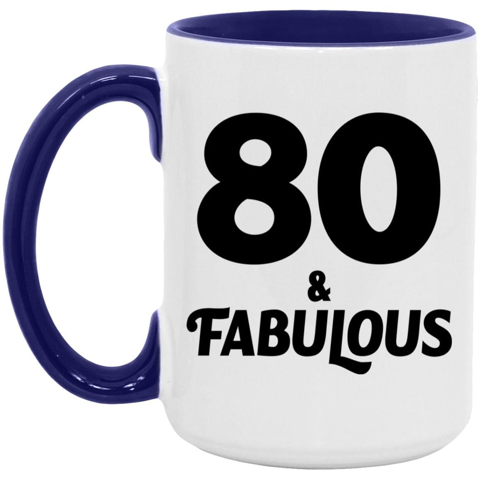 80th Birthday 80 & Fabulous - 15oz Accent Mug Purple