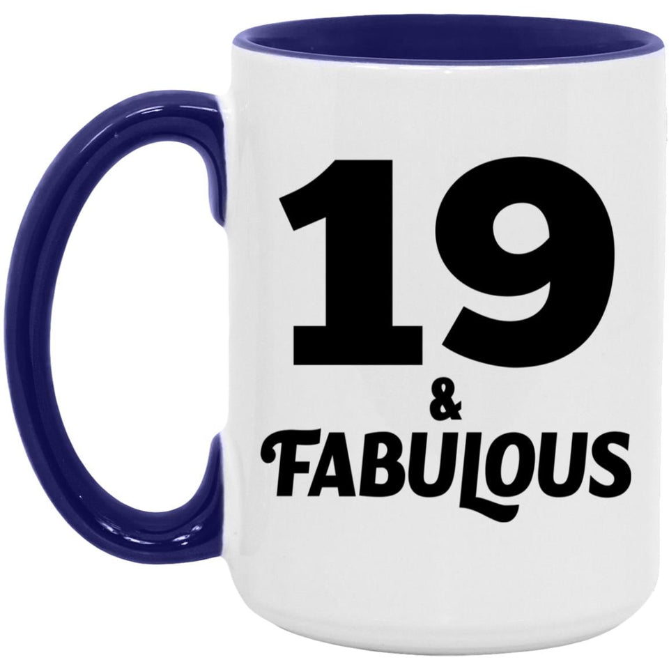 19th Birthday 19 & Fabulous - 15oz Accent Mug Purple