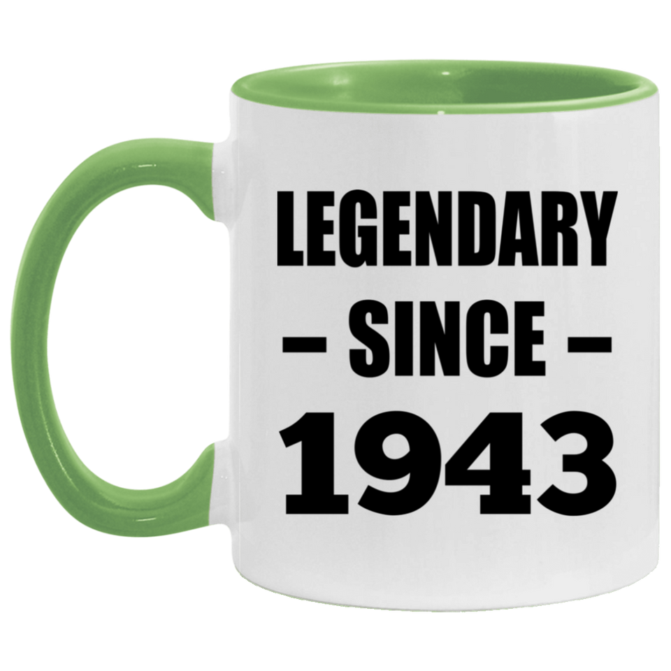 81st Birthday Legendary Since 1943 - 11oz Accent Mug Green