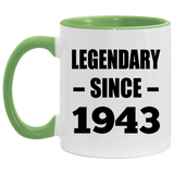 81st Birthday Legendary Since 1943 - 11oz Accent Mug Green