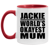 Jackie World's Okayest Mum - 11oz Accent Mug Red