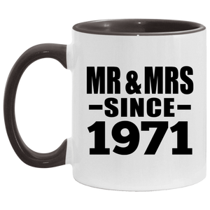 53rd Anniversary Mr & Mrs Since 1971 - 11oz Accent Mug Black