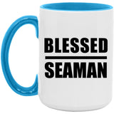 Blessed Seaman - 15oz Accent Mug Blue