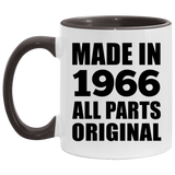 58th Birthday Made in 1966 All Parts Original - 11oz Accent Mug Black