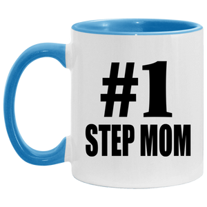 Number One #1 Step Mom - 11oz Accent Mug Blue