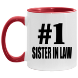Number One #1 Sister In Law - 11oz Accent Mug Red