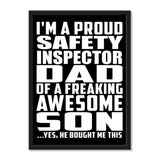 I'm A Proud Safety Inspector Dad Of A Freaking Awesome Son, He Bought Me This - Portrait Frame Photo Tile