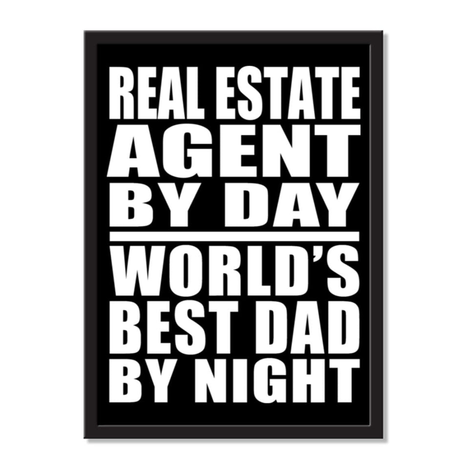 Real Estate Agent By Day World's Best Dad By Night - Portrait Frame Photo Tile