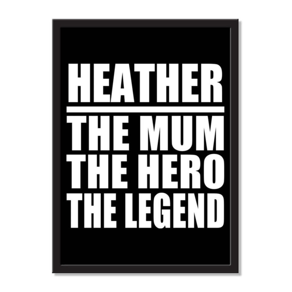 Heather The Mum The Hero The Legend - Portrait Frame Photo Tile