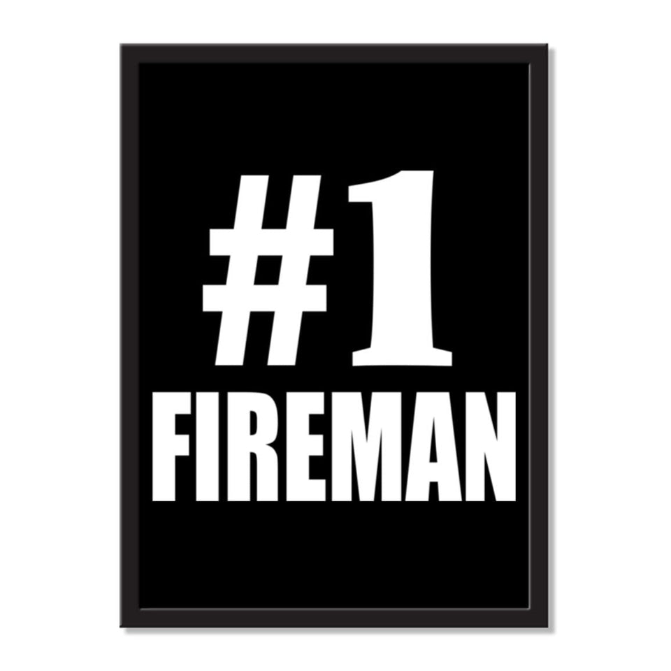 Number One #1 Fireman - Portrait Frame Photo Tile