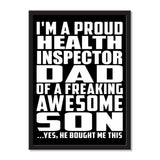 I'm A Proud Health Inspector Dad Of A Freaking Awesome Son, He Bought Me This - Portrait Frame Photo Tile