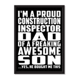 I'm A Proud Construction Inspector Dad Of A Freaking Awesome Son, He Bought Me This - Portrait Frame Photo Tile