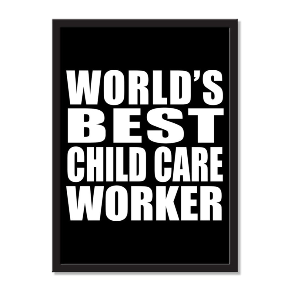World's Best Child Care Worker - Portrait Frame Photo Tile