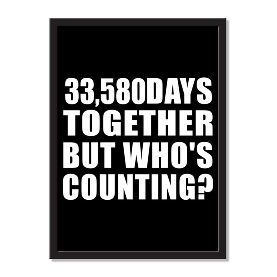 92nd Anniversary 33,580 Days Together But Who's Counting - Portrait Frame Photo Tile