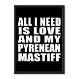 All I Need Is Love And My Pyrenean Mastiff - Portrait Frame Photo Tile