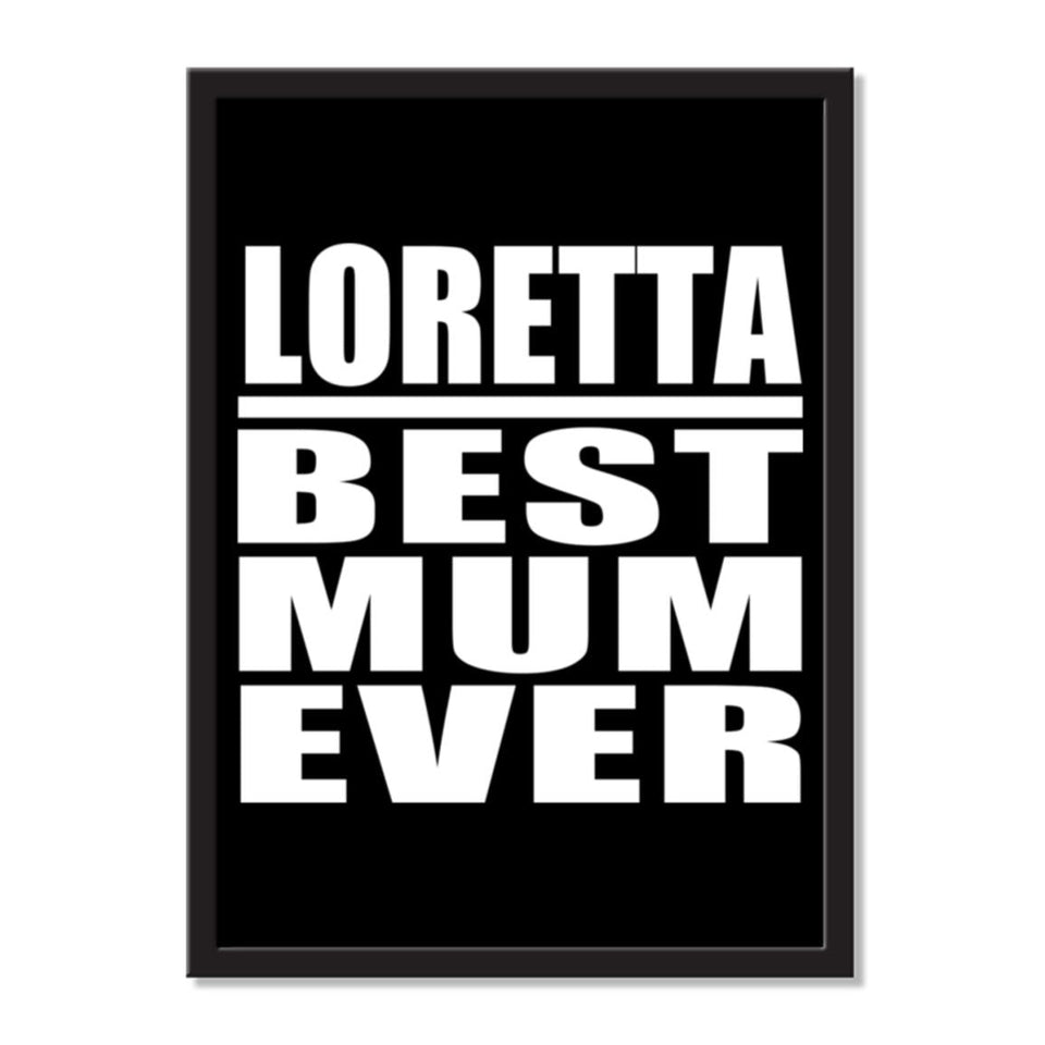 Loretta Best Mum Ever - Portrait Frame Photo Tile