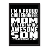 I'm A Proud Civil Engineer Mom Of A Freaking Awesome Son, He Bought Me This - Portrait Frame Photo Tile