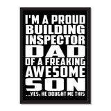 I'm A Proud Building Inspector Dad Of A Freaking Awesome Son, He Bought Me This - Portrait Frame Photo Tile
