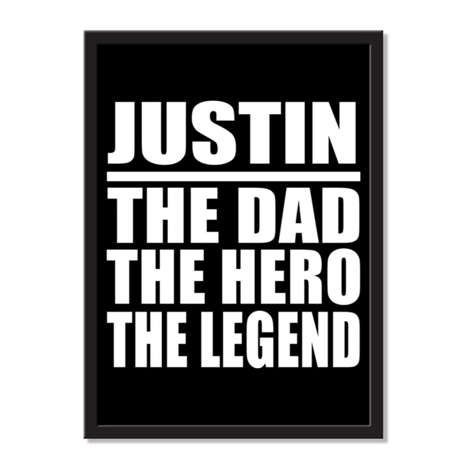 Justin The Dad The Hero The Legend - Portrait Frame Photo Tile
