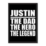 Justin The Dad The Hero The Legend - Portrait Frame Photo Tile