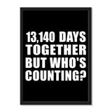 36th Anniversary 13,140 Days Together But Who's Counting - Portrait Frame Photo Tile