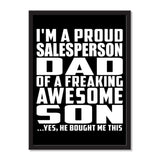 I'm A Proud Salesperson Dad Of A Freaking Awesome Son, He Bought Me This - Portrait Frame Photo Tile
