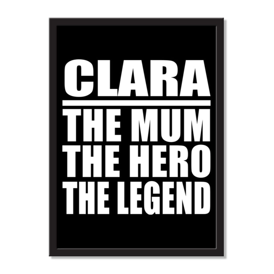 Clara The Mum The Hero The Legend - Portrait Frame Photo Tile