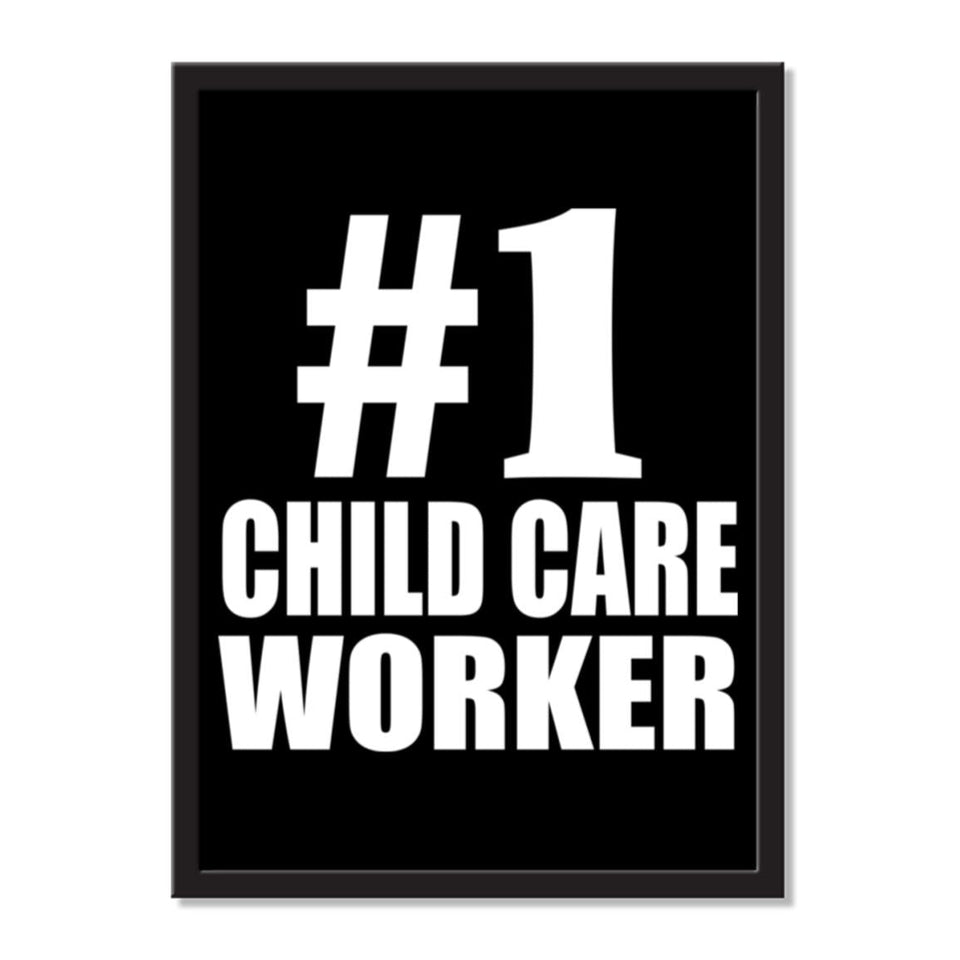 Number One #1 Child Care Worker - Portrait Frame Photo Tile