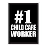 Number One #1 Child Care Worker - Portrait Frame Photo Tile